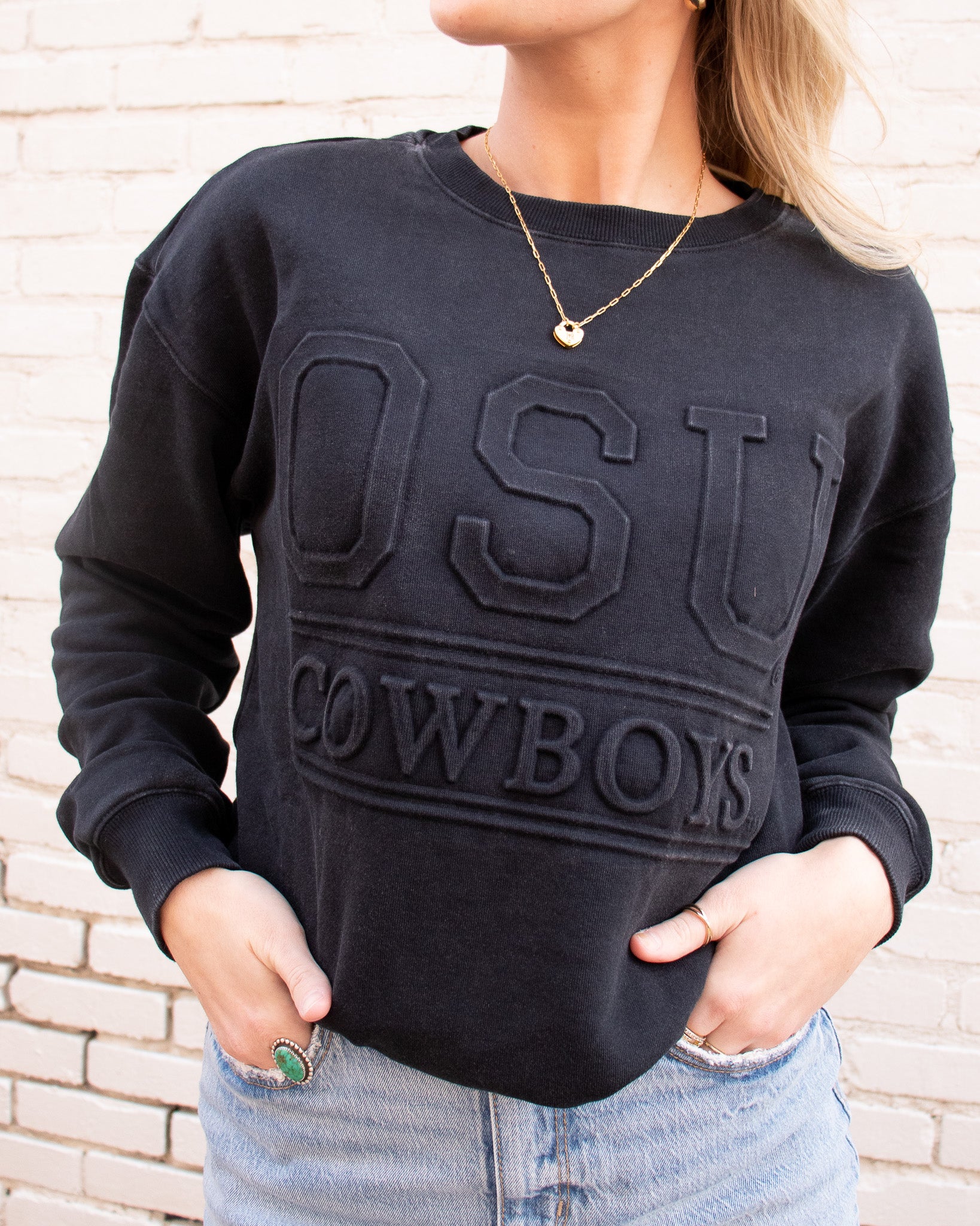 Oklahoma State Washed Black Pullover