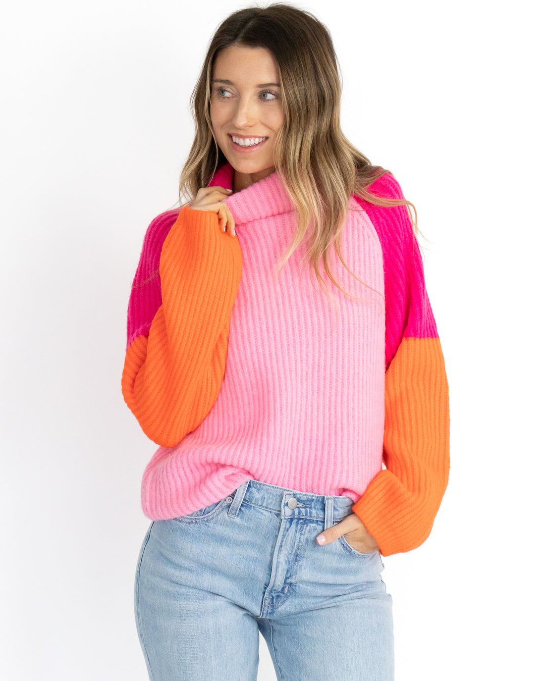 Summer Sunset Color Block Turtleneck