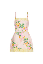 Floral apron with a pink background on a white background