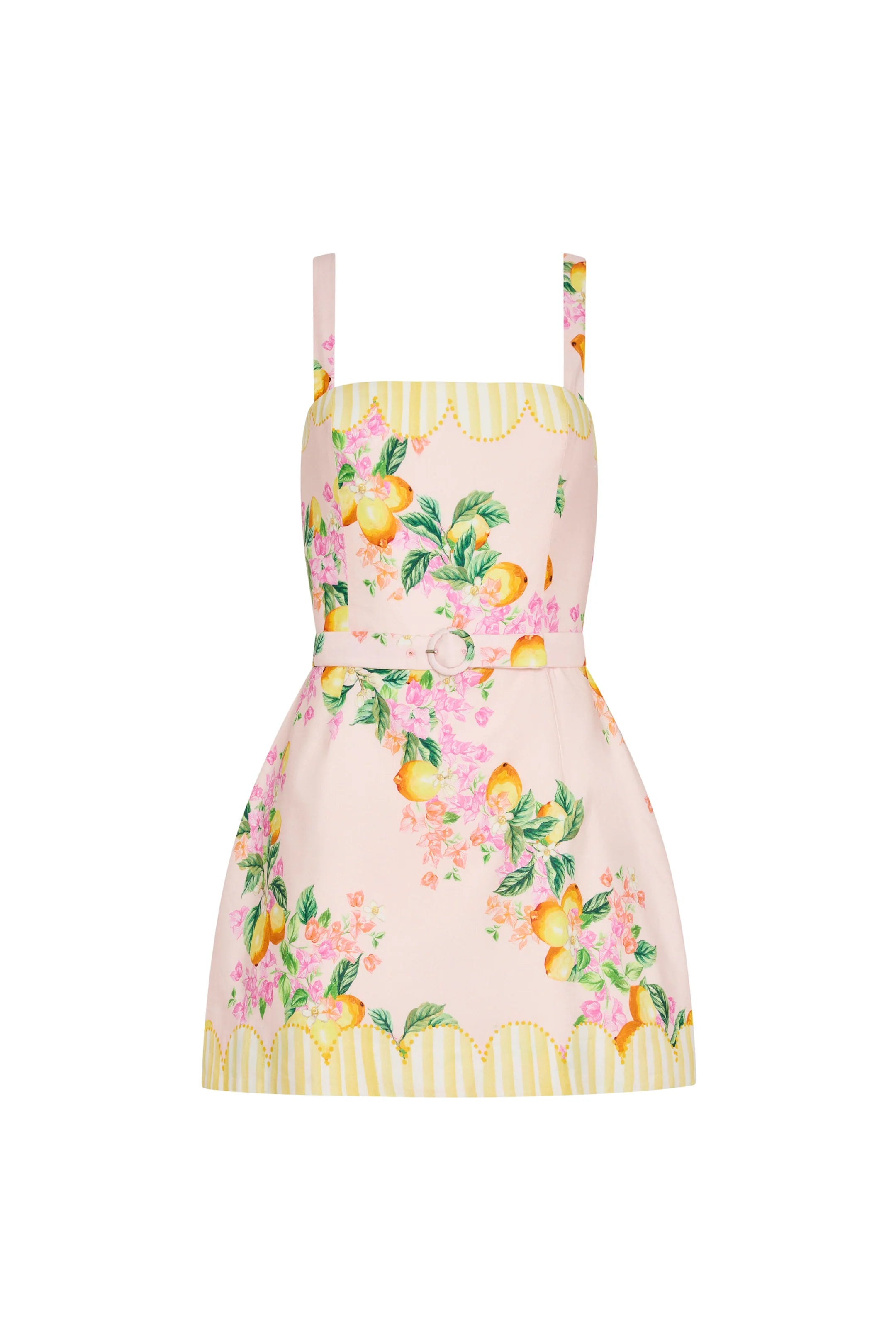Floral apron with a pink background on a white background