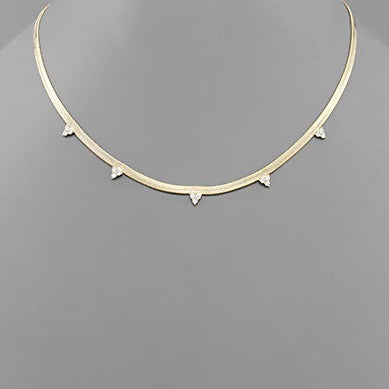 Gold Snake CZ Chain Necklace