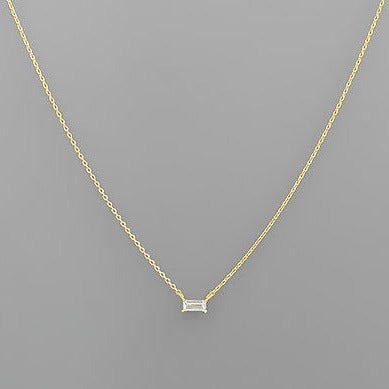 Baguette Crystal Pendant Necklace
