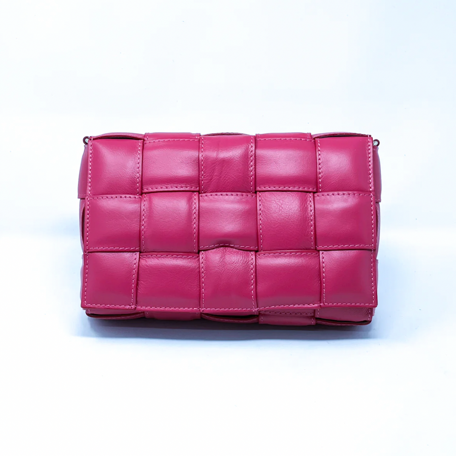 Big Fuschia Leather Quilted Handbag