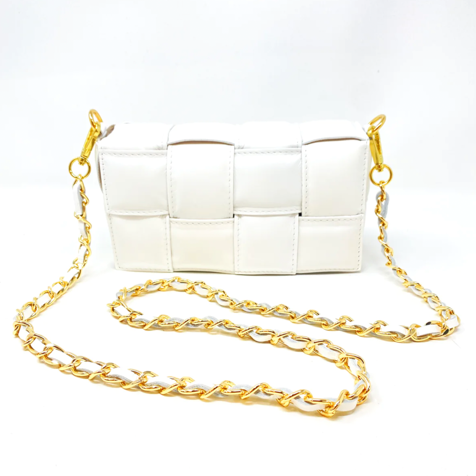 White Leather Quilted Handbag