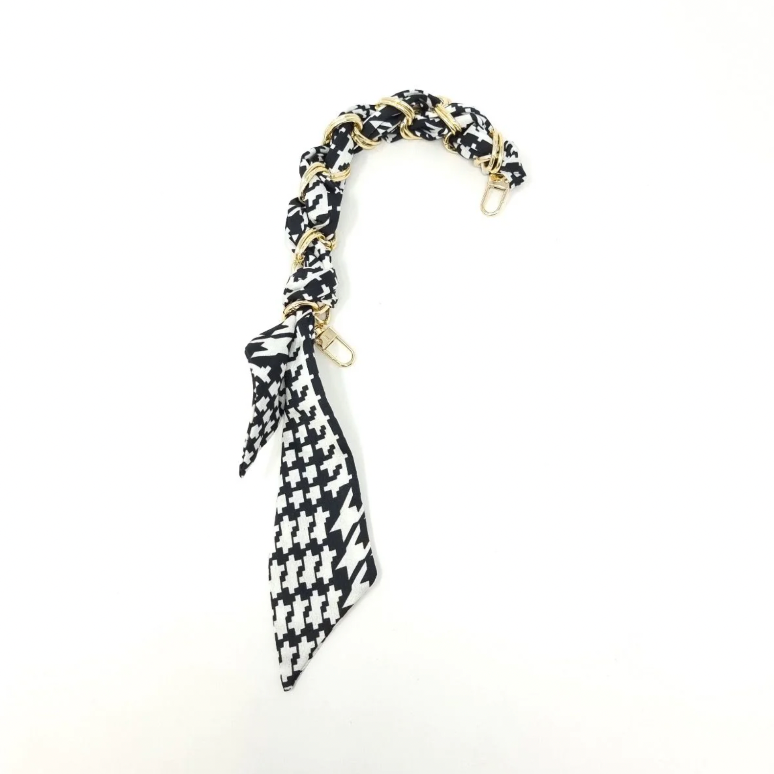 Black/White Short Scarf Chain Strap