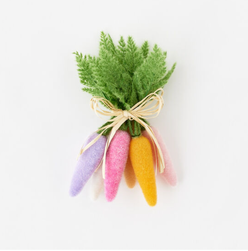 Flocked Multicolor Large Carrot Cluster of 6 - 11&quot;