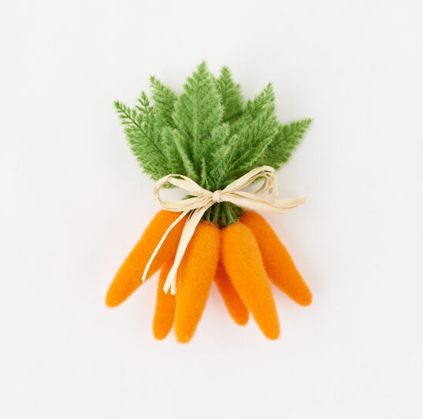 Flocked Orange Small Carrot Cluster of 6 - 8&quot;