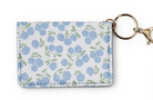 Floral patterned keychain card holder with a keyring on a white background