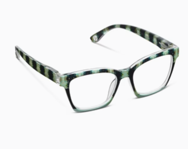 Striped eyeglasses on a white background
