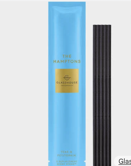 Incense stick packaging with 'The Hamptons' and 'Glasshouse' branding on a white background