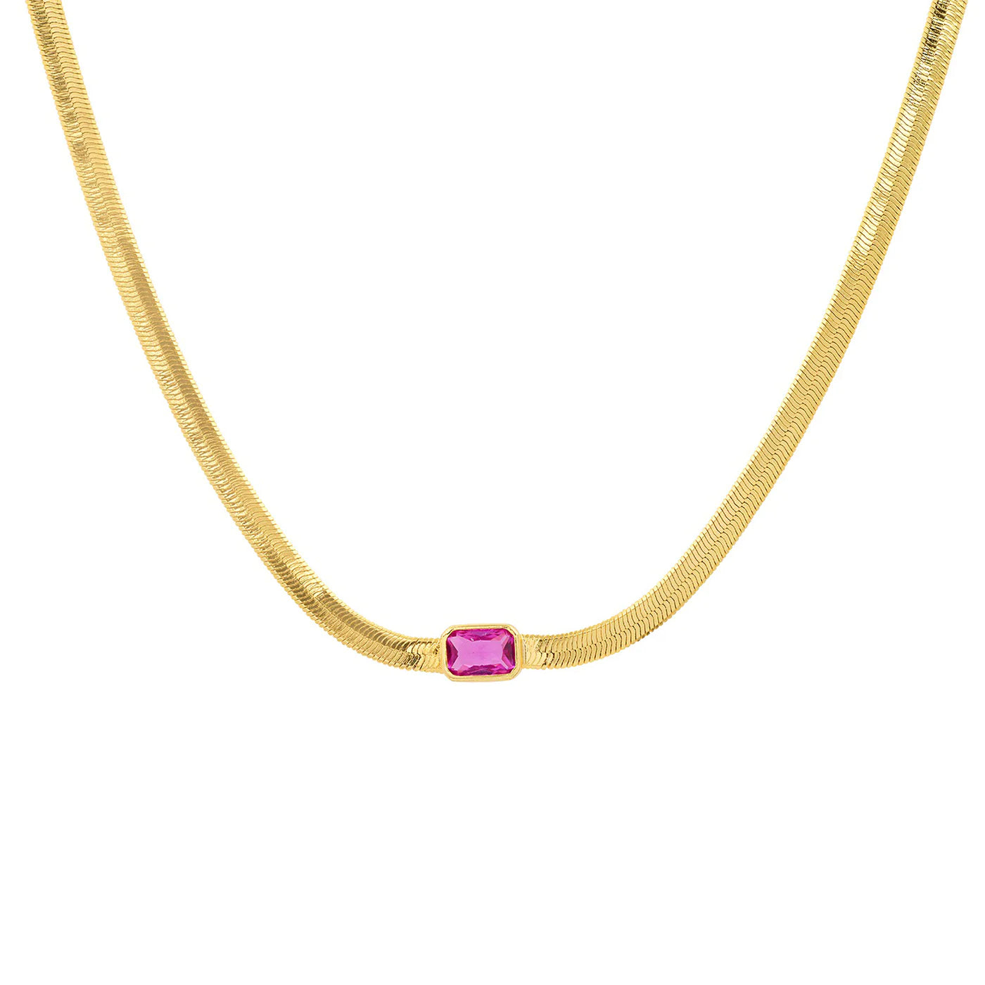 Herringbone Chain Stone Necklace
