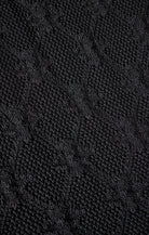 Close-up of a textured black fabric with a diamond pattern