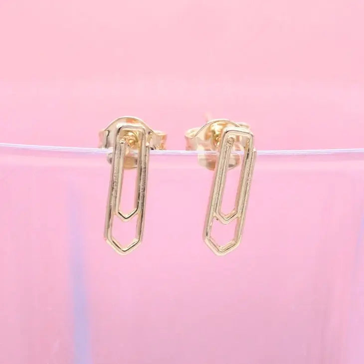Tiny Paperclip Stud Earrings