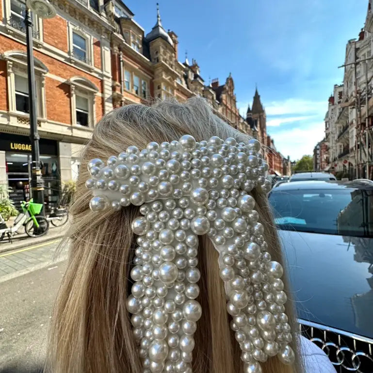 Big Pearl Embellished Hair Bow