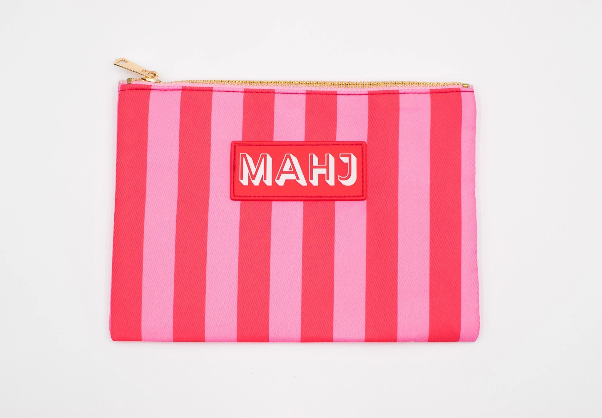 Mahjong Card and Accessory zip bag with pink stripes