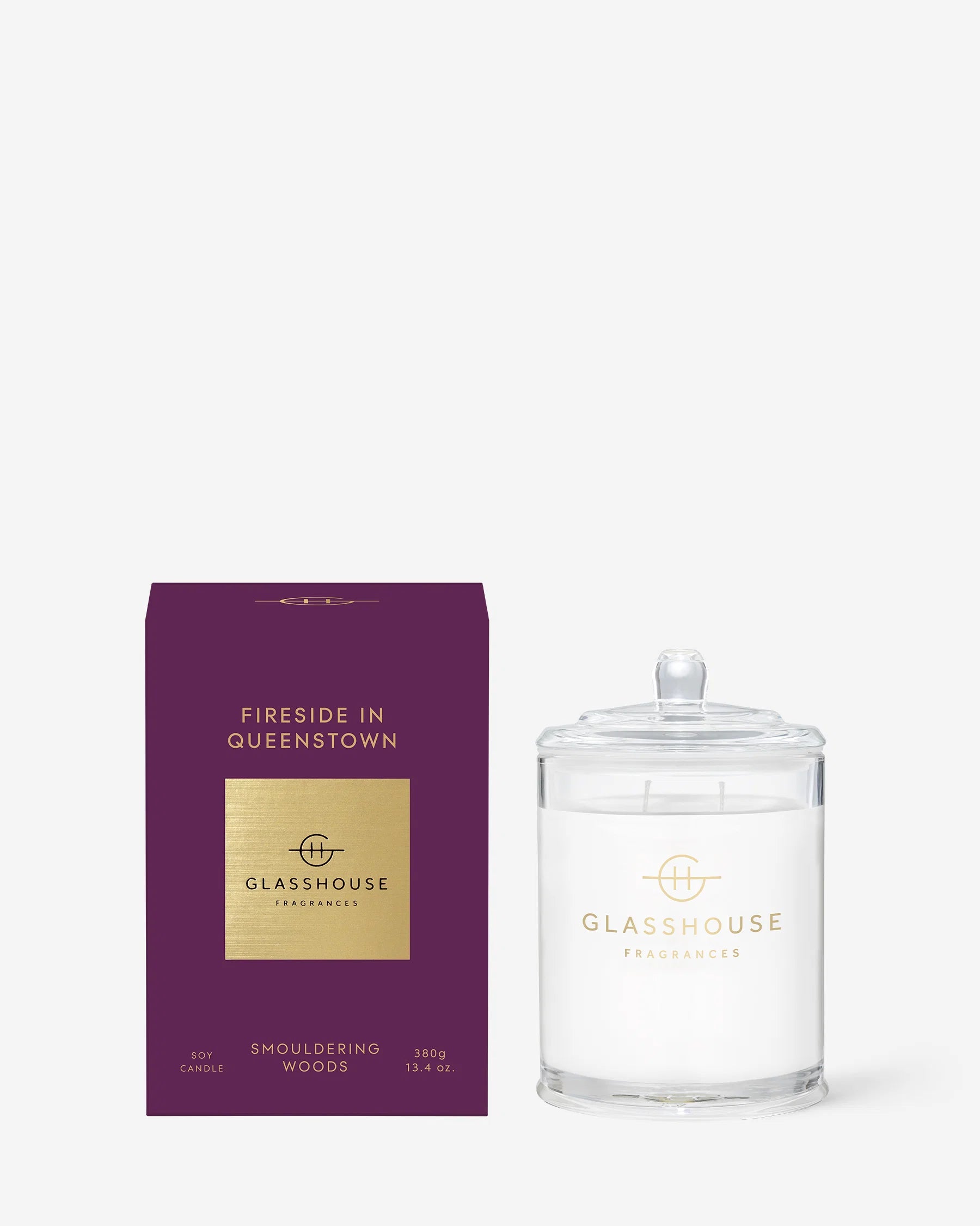 Glasshouse Fragrances candle and packaging on a white background